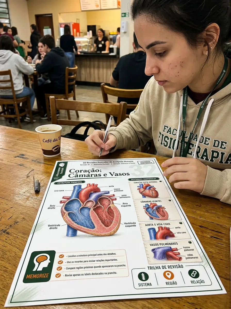 Estudante usando revisão ilustrada de Anatomia Humana 6